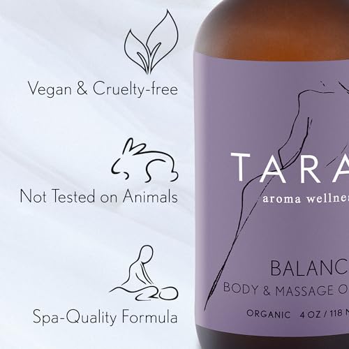 Image of TARA Spa Therapy Balance Massage Oil - Premium Organic Oil for Relaxation & Stress Relief, 100% Pure Essential Oils, Ylang Ylang, Orange & Vetiver, 4 oz