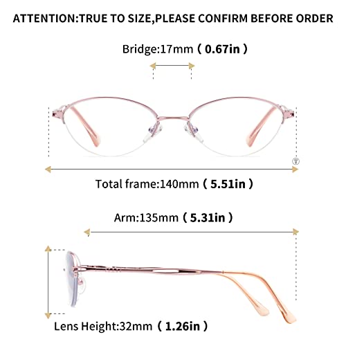 Liansan Oval Progressive Multifocus Reading Glasses For Women Metal Frame Retro Blue Light Blocking Readers With Spring Hinge #TOP5