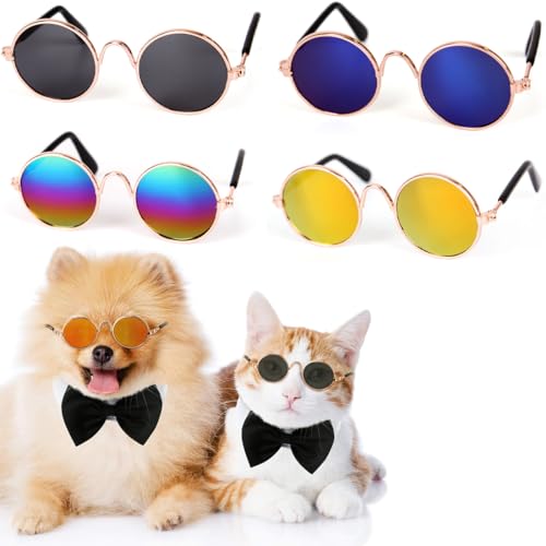 XYTAHDM 4 Pcs Gafas de Sol para Mascotas– protección UV para Gato...