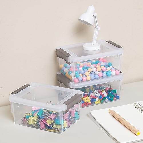 Image of Citylife 0.53 QT 10 Packs Small Storage Bins Plastic Storage Container Stackable Box with Lids for Organizing, Clear White
