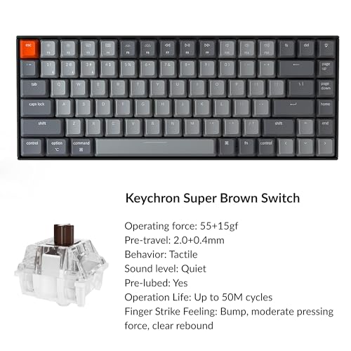 Gaming-Tastatur Keychron K2 compact noir avec LED blanche et switch brun