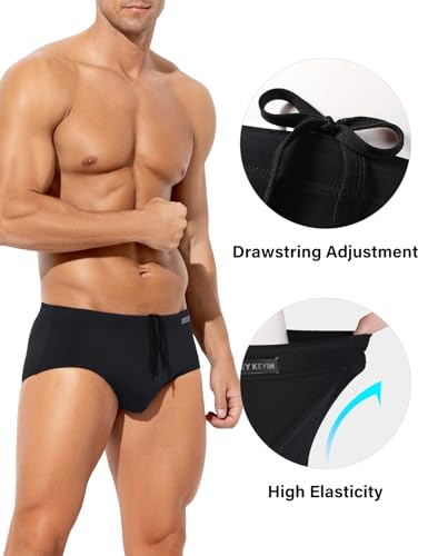 Casey Kevin Men's Classic Solid Swim Briefs Sexy Bikini Underwear Tan Through Full Coverage Swimwear4