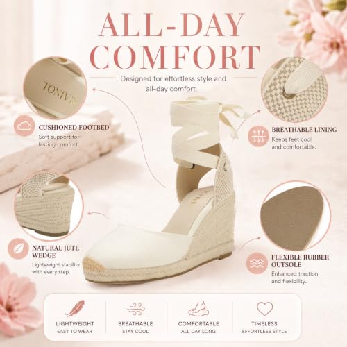 Image of Women's Espadrille Wedge Sandals Closed Toe Lace-Up Shoes