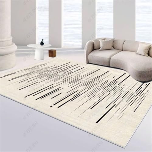 Tapis coloré doux pour chambre avec lignes noires décoratives - 2