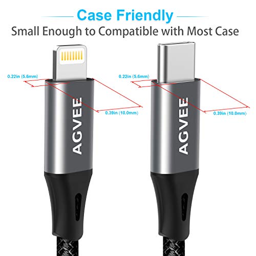 Agvee 3 Pack 1.5Ft Usb-C To Lightning Charging Cable, Braided Usb Type-C To 8 Pin Lightning Charger Cord I-Phone Wire For Iphone 14 13 12 11 Xs X 8 7 6, Case Friendly, Dark Gray #TOP6