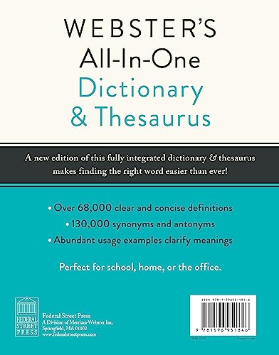 Webster's All-In-One Dictionary and Thesaurus, Third Edition, Newest Edition
