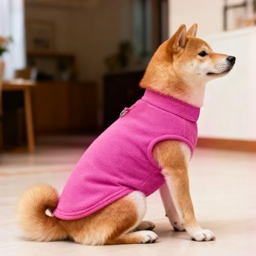 2Pcs Warm Fleece Dog Jumpers Coats, Winter Pet Clothes Vest for Small Dogs and Puppies with Leash D-Ring, Unisex (Pink Purple, S) - Image 6