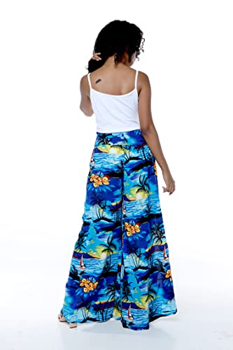 Matchable Family Hawaiian Luau Men Women Girl Boy Clothes in Sunset Blue3