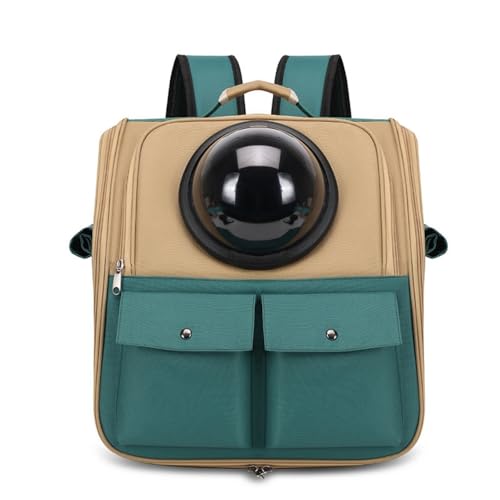 Lapakey 猫用宇宙カプセル、ポータブル大容量ペット用手持ちバックパック、小型犬用通気性旅行バッグ (カーキとグリーン)
