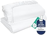 Royale Linens 2 Pack Fitted Sheet - Elastic Sheets - Queen Fitted Sheet Only -Soft & Breathable - Brushed 1800 Microfiber- Stain Resistant- Hotel Quality Deep Pocket Stretches Up to 16" (Queen, White)
