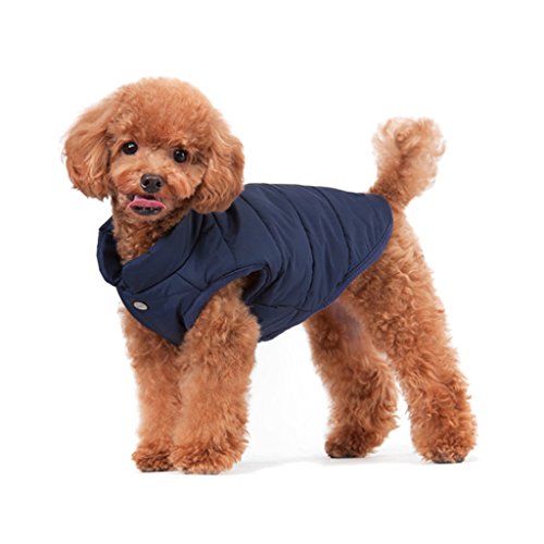 ubest Hundemantel Warm Winterjacke Verdicken Zotte Baumwolle Gepolstert Puffer Weste, Blau, 40 * 60 * 40 cm, Größe L