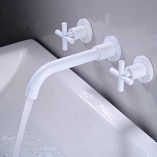 Mitigeur lavabo mural doré rotatif pour libérer l'espace vasque