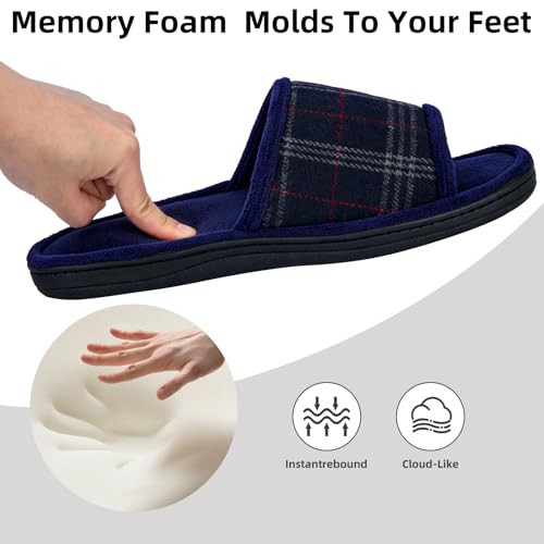 Image of Magtoe House Slippers for Men Open Toe Soft Comfortable Indoor Slip on Mens Slides Sandals Memory Foam for Bedroom Spa Living Room, All Seasons