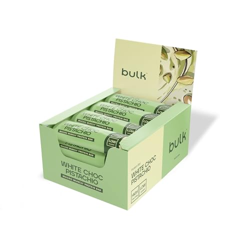 Bulk Macro Munch Barrita Proteica | White Chocolate Pistachio | 12 x 62g | 20g de proteína por barrita | Baja en azúcar | Alta en fibra | Triple capa | Ideal para llevar