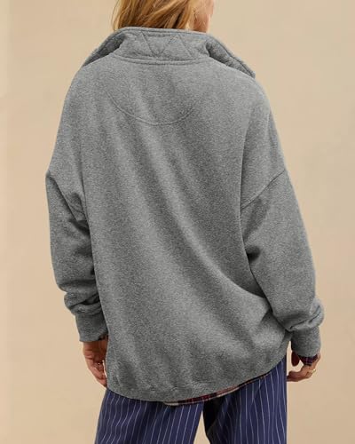 Image of Gacaky Sweatshirt for Women Oversized Casual Long Sleeve Button Henley Neck Pullover Tops Fashion Outfits Clothes