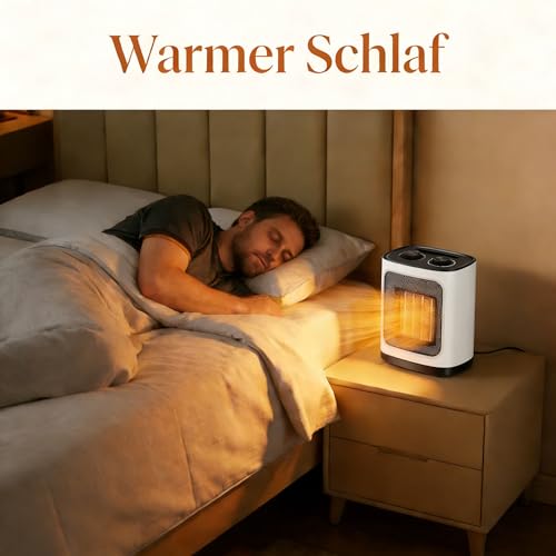 COWSAR Mini Heizlüfter Energiesparend, Heizung Elektrisch Drei Leistungsstufen- 1800W Wind Einstellbarer, Überhitzungs- und Kippschutz, Keramik Heizlüfter Klein für Badezimmer-4