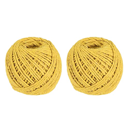 sourcing map Ficelle Emballage Corde Emballage Coton Ficelle 75M Jaune Corde pour Cadeau Emballage, Noël Ficelle, Paquet de 2