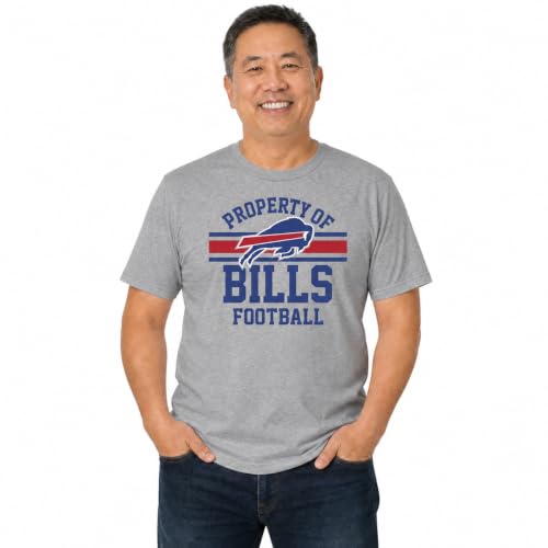 Buffalo Bills Property of T-Shirt NFL Short Sleeve Men Women Sport Gray | Property Of Buffalo Bills tee - NFL licensed 50/50 cotton-poly blend, sport gray crewneck