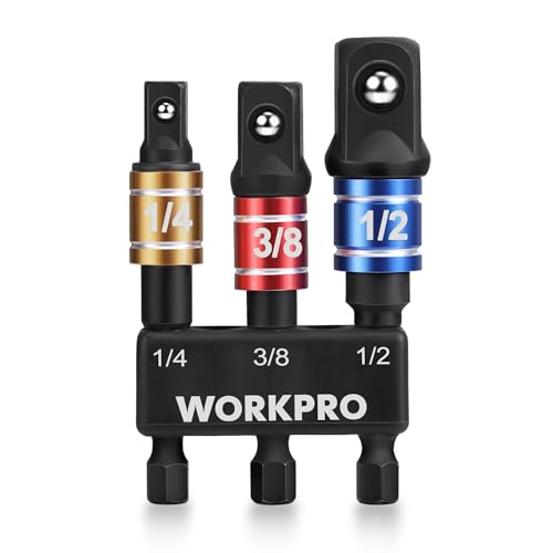 WORKPRO 3-tlg. Stecknuss Adapter, Steckschlüssel-Adapter, 1/4'...