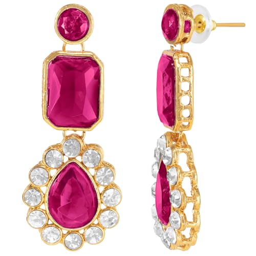 Image of Peora Crystal Faux Pearl Kundan Necklace & Jewellery Set Gift for Women