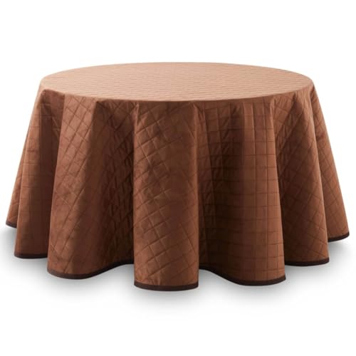 Lanovenanube Falda Camilla Velvet Acolchada, Enaguilla de Invierno Redonda, Medida 80 cm, Color Marrón. Faldilla para Mesa Que Mantiene el Calor, de Tejido Aterciopelado y Tacto Extra Suave