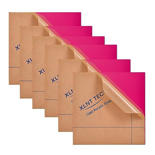 Image of 6 PCS Pink Cast Acrylic Opaque (no-Transparent) Plastic Sheet 8 x 8 Inch (.118 inch Thick), for Signs, DIY Projects.
