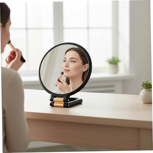 Uanqfegy Specchio Per Trucco Ingranditore 50X, Specchio Bifacciale Portatile/Da Parete Con Maniglia Regolabile A 360° Per Cura Della Pelle E Bellezza - 2