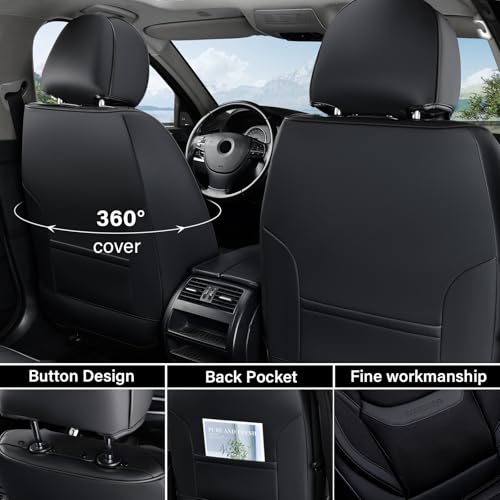 Image of Coverado Seat Covers Full Set, Breathable Leather Car Seat Cover,Universal Car Seat Protectors, Seat Cover Waterproof, Front and Rear Seat Cover Fit Most Cars, BlackRed