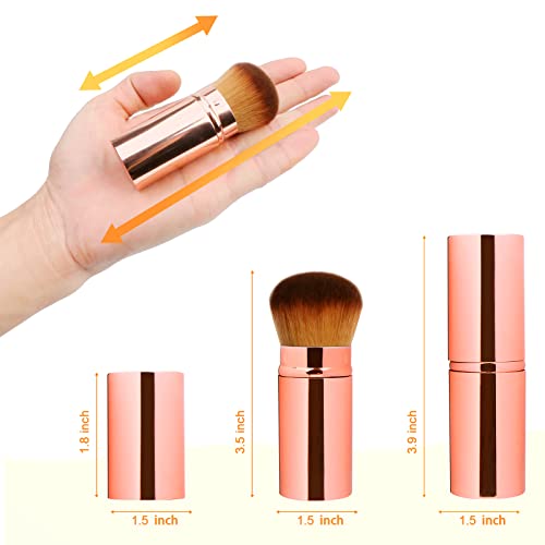 Unimeix Sunscreen Brush For Face Retractable Kabuki Brush Sunscreen Applicator For Kids Blush Brush Foundation Makeup Brushes For Liquid Makeup, Cream，Flawless Powder Gold，Round Top #TOP5