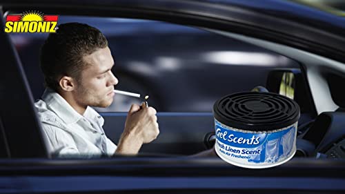 Simoniz - Gel Air Freshener 3 Pack 2.5 Ounces Each - Auto Air Freshener, Eliminates Bad Scents & Odors - Home, Pets, Bathroom, Kitchen, Living Room, Car - Absorbent, Long Lasting Fragrance (Fresh Linen) #TOP2