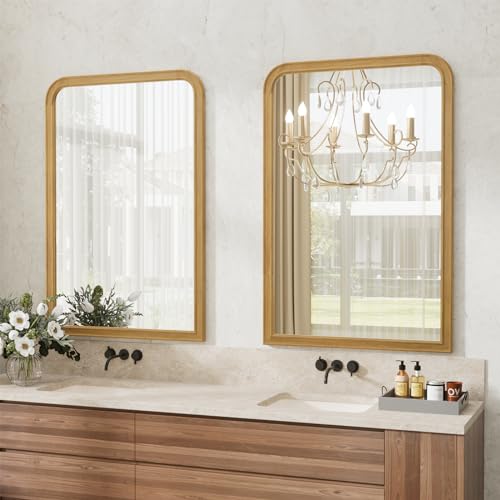 Wallbeyond 345501 Wood Frame Bathroom Mirror 24 Inch X 36 Inch Wooden Arched Wall Mirror Farmhouse Style Bathroom Vanity Mirror thumb #1