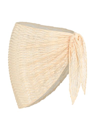 Image of ZAFUL Sarong Coverups for Women Beach Vacation Fishnet See Thru Tie Side Bathing Suit Cover Up Mini Skirt