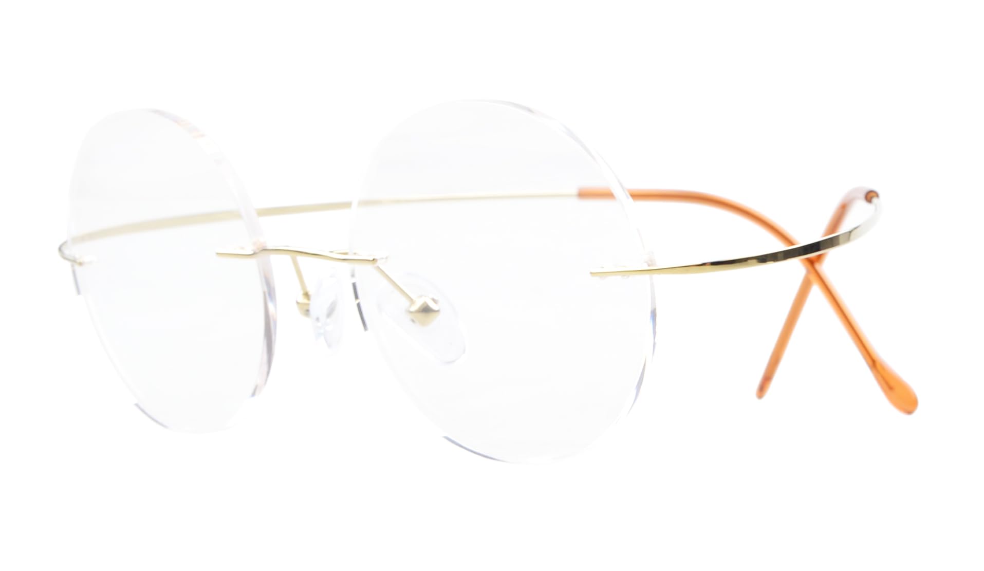 Eyekepper Titanium Rimless Round Eyeglasses 48mm Circle Optical Frame Gold