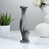 Statue en céramique Chat Gris Bagheera Art Figurine de Collection 8,3'