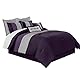 Chezmoi Collection Loft Luxus-Steppdecken-Set, gestreift, Kalifornien, Violett/Grau/Lavendel, 8-teilig