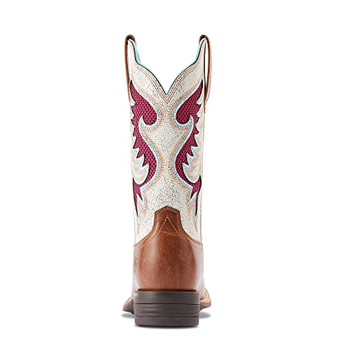 Ariat Womens Pinto Venttek Leopard Tooled Inlay 360 Square Toe Pull On Casual Boots Mid Calf Low Heel 1-2" - Brown3