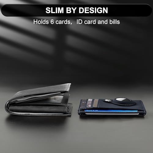 Image of Hawanik Slim Minimalist Front Pocket Wallet with Built-in Case Holder for AirTag