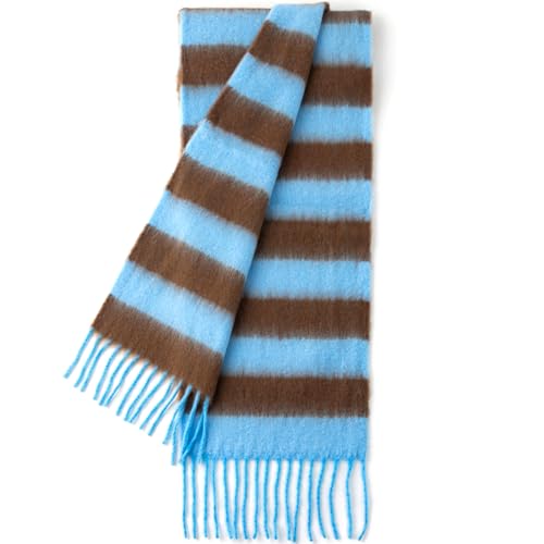 Écharpe à rayures bleues chaudes écharpe enveloppante hiver pour femmes
