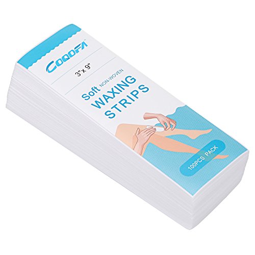 COQOFA Hair Removal Waxing Strips 100 Pcs Body and Facial Disposable Epilating Non-woven Wax Strips Depilatory Soft Large for Women Men