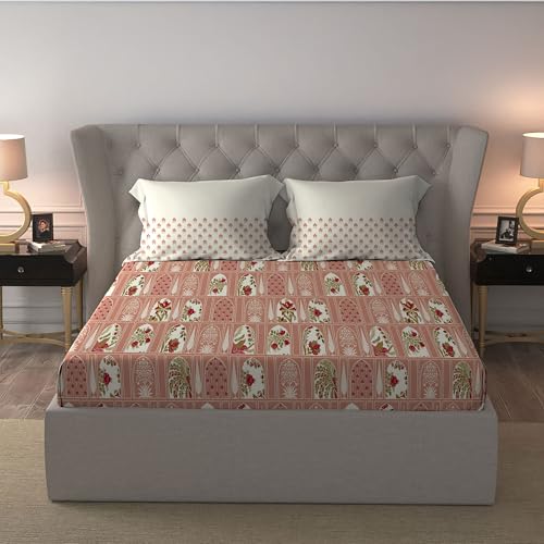 Image of MYTRIDENT Celebration Bedsheet Gifting Collection Double Size - Aangan Coral