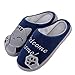 Sfit - Pantofole unisex con tacco piatto, in pile caldo e spesso, con stampa, motivo gatto blu scuro 40/41 EU