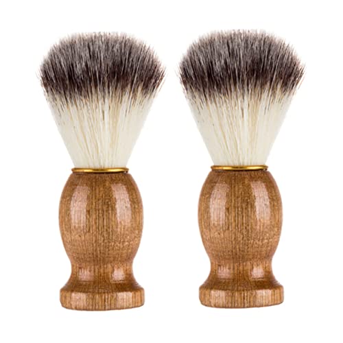 2 Piezas Brocha De Afeitar Calvo Maquinilla De Afeitar Crema De Afeitar Para Hombres Brocha y Bol De Crema De Afeitar Moldeador Cerda Máquina De Afeitar Lana De Nailon Light Brown FRCOLOR