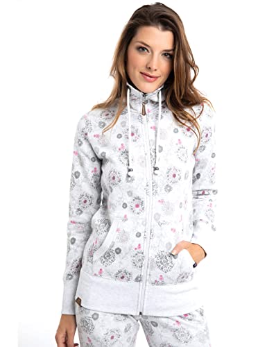 ROADSIGN Australia Damen Sweatjacke ohne Kapuze & mit Stehkragen, weiche Baumwolle schneemelange | M Cover