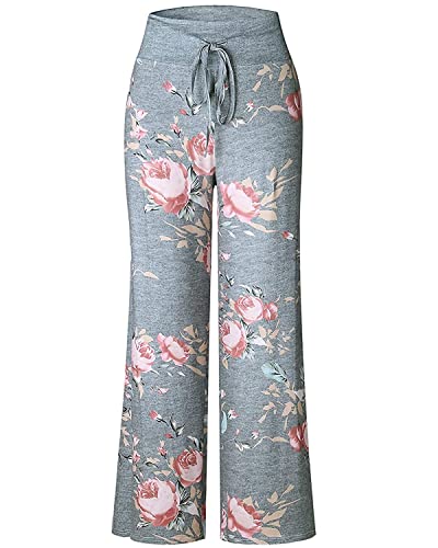 Image of NEWCOSPLAY Women's Comfy Pajama Pants Casual Drawstring Palazzo Lounge Wide Leg Pants