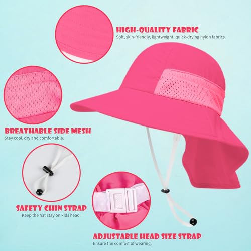 Image of Toddler Baby Sun Hat Kids Summer Beach Essentials Adjustable Beach Hats with Bucket Wide Brim for Boys Girls Age 0-14 Years
