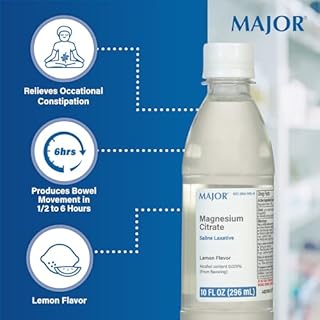 Major Magnesium Citrate Saline Laxative - Helps Relieve Occasional Constipation (Irregularity) - Lemon Flavor - 10 Fl. Oz. (1 Pack)