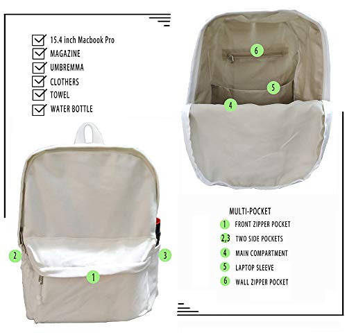 Jesdo Diy Canvas Backpack Large Casual Daypack Satchel (White With Side Pockets) #TOP5