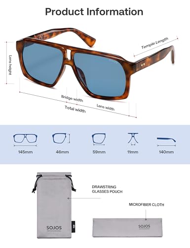 Image of SOJOS Trendy Polarized Aviator Sunglasses for Women Men,Fashion Square Aviators Shades Vintage Style UV400 Protected SJ2699