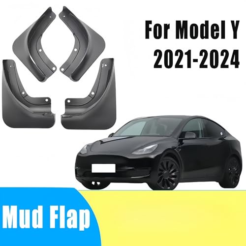 Garde-boue pour Tesla Model Y 2021-2024 | Kit de 4 pièces noires - 2