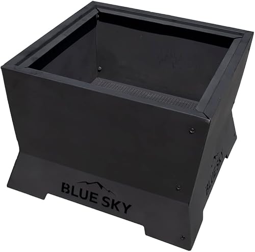 Miniatura 2 de Blue Sky Outdoor Living Fogata cuadrada de acero sin humo para patio, recogedor de cenizas extraíble, color negro